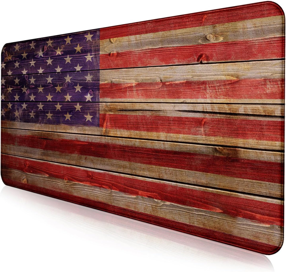Retro American Flag XL Gaming Mouse Pad with Stitching Edge Laptop Desk Mat