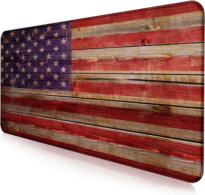 Retro American Flag XL Gaming Mouse Pad with Stitching Edge Laptop Desk Mat