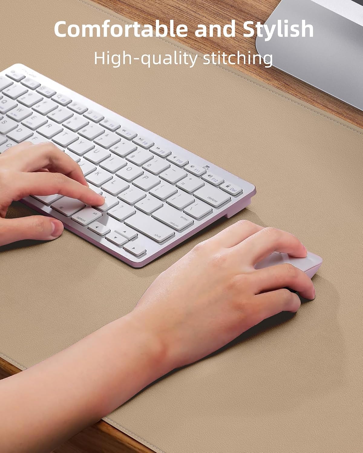 AFIING Large Desk Mat 55" x 24" - PU Leather Desk Pad Protector, Waterproof Non-Slip Extended Mouse Pad for Office Desk, Keyboard, Laptop and Home Workspace (Black)