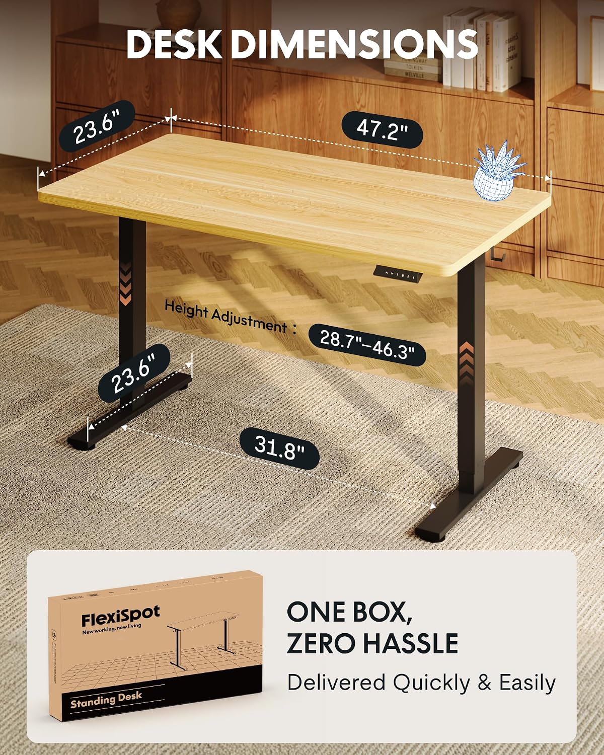 EN1 48"x24" One-Piece Standing Desk, White
