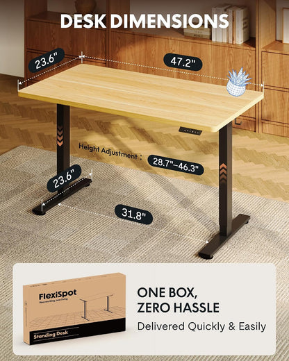EN1 48"x24" One-Piece Standing Desk, White