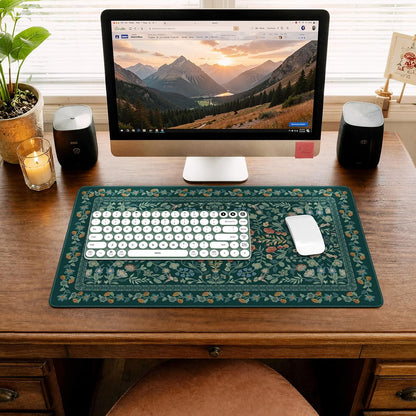 iCasso Desk Mat for Keyboard and Mouse, Large Mouse Pad, Desk Pad Mat, Anti-Slip Big Mousepad with Stitched Edges for Computer Desktop(Deep Green)
