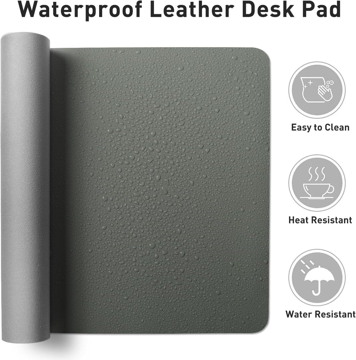 Aothia Leather Office Desk Pad Protector, Non-Slip PU Leather Desk Blotter, Waterproof Laptop Writing Mouse Pad for Office and Home, Black, 31.5" x 15.7" - Colors A