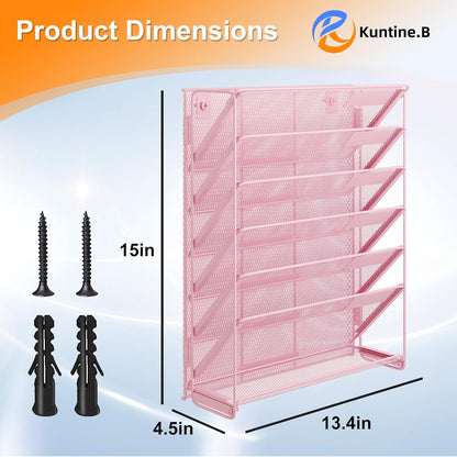Kuntine.B Wall File Organizer Office Hanging Magazine Holder Wall File Organizer for Office Home (Black, 5 Tier)