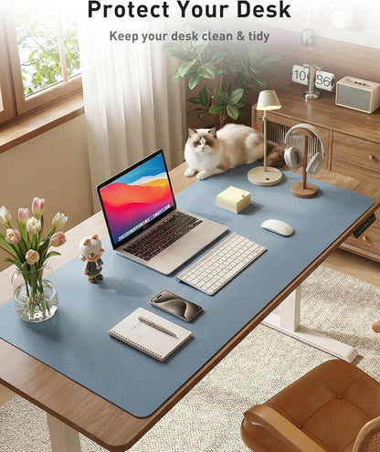 Aothia Leather Office Desk Pad Protector, Non-Slip PU Leather Desk Blotter, Waterproof Laptop Writing Mouse Pad for Office and Home, Black, 31.5" x 15.7" - Colors B