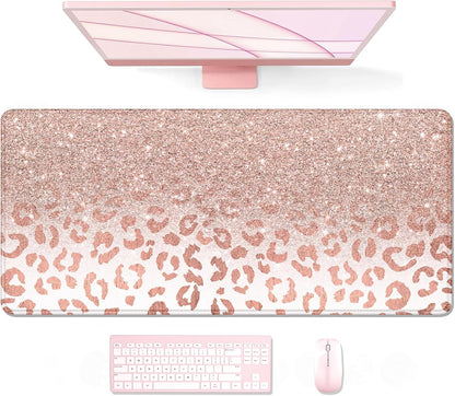 Auhoahsil Desk Mat, Ultra Large Mouse Pad, XXL Gaming Mousepad, Green Tropical Leaves Deskpad, Big Extended Full Size Mouse Pad, Desktop Desk Matt for Keyboard, Laptop & Computer, 35.5 x 15.7 in - Colors B