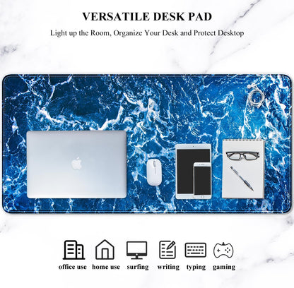 Auhoahsil Desk Mat, Ultra Large Mouse Pad, XXL Gaming Mousepad, Green Tropical Leaves Deskpad, Big Extended Full Size Mouse Pad, Desktop Desk Matt for Keyboard, Laptop & Computer, 35.5 x 15.7 in - Colors B