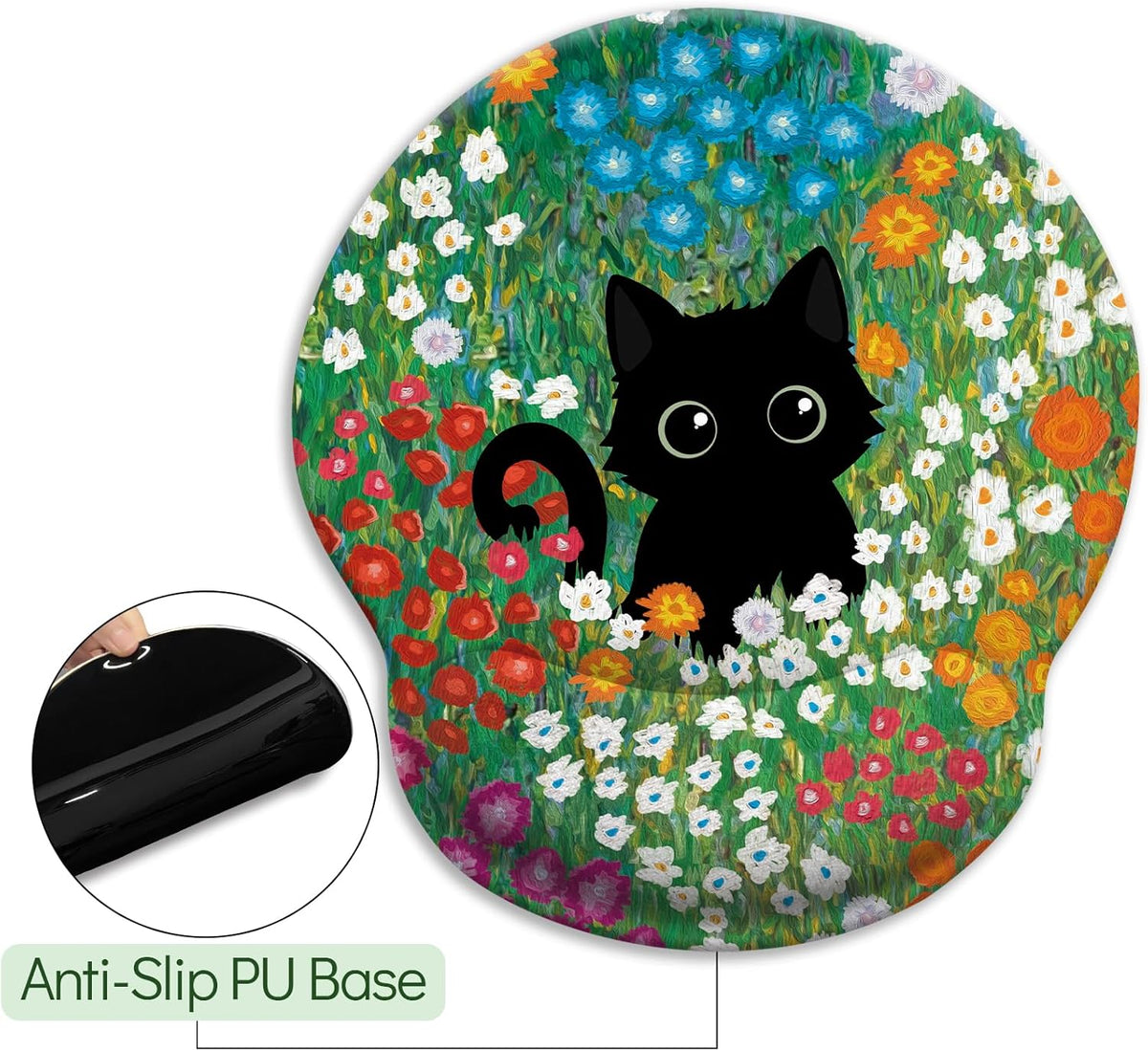 LIMKRIAN Cat Ergonomic Mouse Pad with Wrist Rest, Gaming Mouse Pad with Wrist Support, Funny Mouse Pads for Desk, Computer Mousepad with Non-Slip Pain Relief PU Base, Cute Office Desk Accessories - Colors B