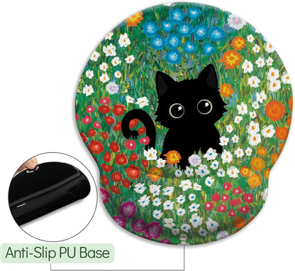 LIMKRIAN Cat Ergonomic Mouse Pad with Wrist Rest, Gaming Mouse Pad with Wrist Support, Funny Mouse Pads for Desk, Computer Mousepad with Non-Slip Pain Relief PU Base, Cute Office Desk Accessories - Colors B