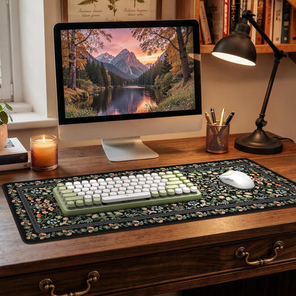 iCasso Desk Mat for Keyboard and Mouse, Large Mouse Pad, Desk Pad Mat, Anti-Slip Big Mousepad with Stitched Edges for Computer Desktop(Deep Green)