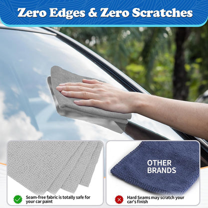 Shop Towels, Pack of 200, Grey Microfiber Cleaning Cloth Bulk, Microfiber Towels for Cars, All-Purpose Absorbent Cleaning Rags, Dust Cloth for Automotive, Mechanic, Garage, 11.5 x 11.5 inch
