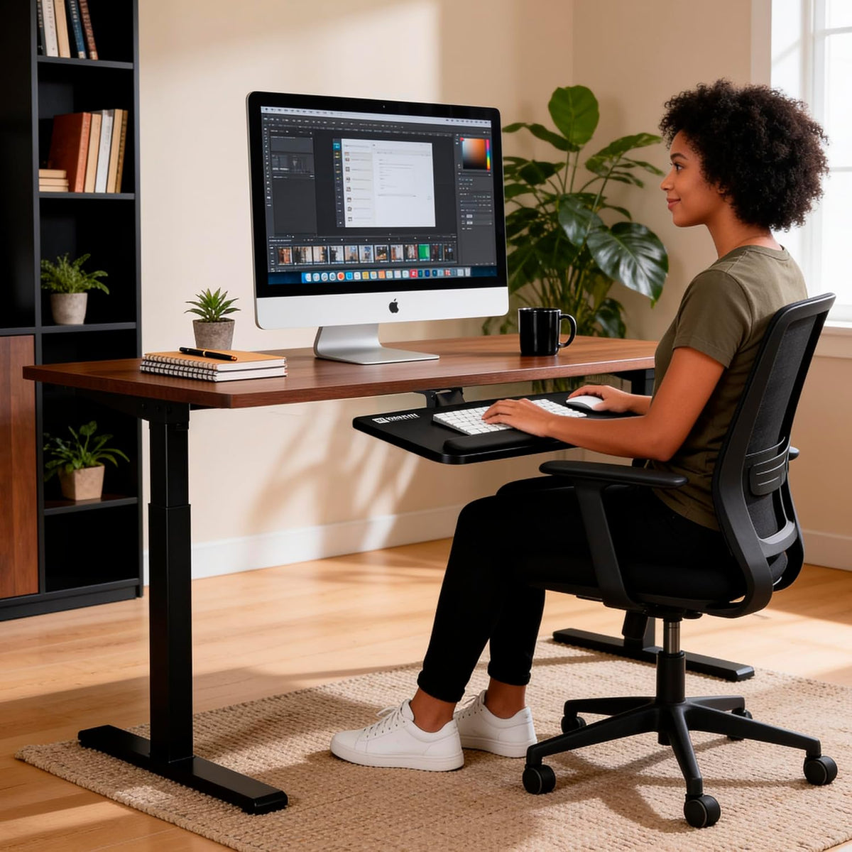 Mount-It! Under Desk Keyboard Tray, Slide-Out Keyboard Drawer with Height, Tilt and Swivel Adjustment, 25" x 10" Keyboard & Mouse Platform with Wrist Rest, Bolt-On Under Desk Mount