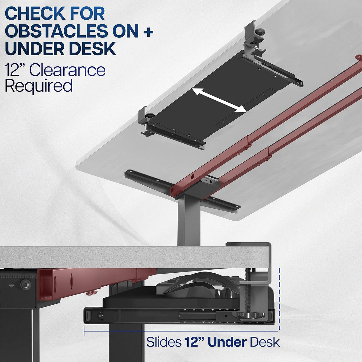 VIVO Extra Long Clamp-on Computer Keyboard and Mouse Under Desk Slider Tray, 34 x 11 inch Pull Out Platform Drawer, Black, MOUNT-KB15EB