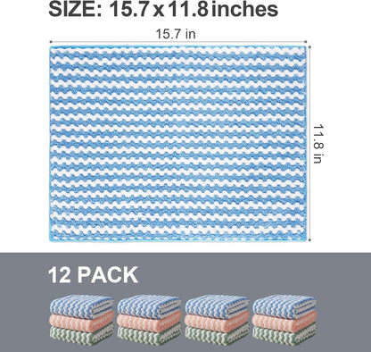 18 Pack Microfiber Cleaning Cloth, Kitchen Towels for Dish Drying Washing, Absorbent Streak Free Lint Free Rags for Cleaning, Reusable and Washable Towels - 10" x 10"