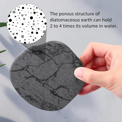 Diatomaceous Earth Coasters Set of 4，Cool Absorbent Quick-Dry Drink Coasters for Desks, Cute Modern Stone Design with Stylish White Aesthetic (4, White)