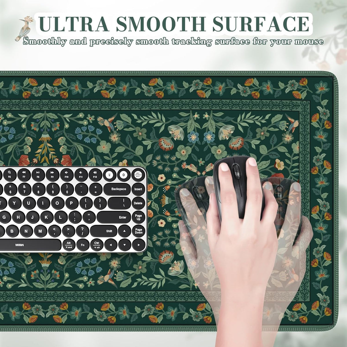 iCasso Desk Mat for Keyboard and Mouse, Large Mouse Pad, Desk Pad Mat, Anti-Slip Big Mousepad with Stitched Edges for Computer Desktop(Deep Green)