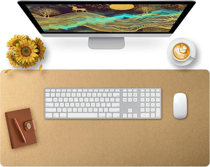 Bloss Leather Desk Pad and Keyboard Wrist Rest, Large Mouse Pad + Keyboard Pad+Mouse Wrist Support, Non-Slip Desk Mat Protector for Office, Home(31.5×15.7 Inches,Beige) - Colors A