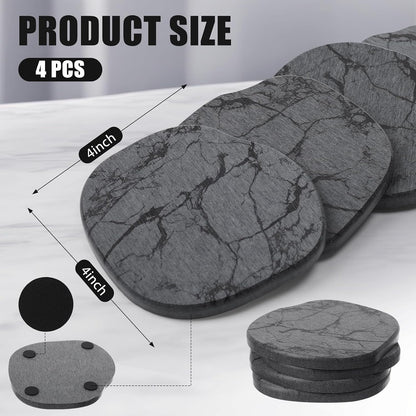 Diatomaceous Earth Coasters Set of 4，Cool Absorbent Quick-Dry Drink Coasters for Desks, Cute Modern Stone Design with Stylish White Aesthetic (4, White)