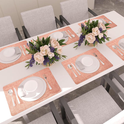 Maxpearl Faux Leather Placemats Set of 6 - Waterproof - Wipe Clean - Heat Resistant - Anti Slip Dining Table Place Mats, Suitable for Indoor & Outdoor Use, 17’’×12’’, Beige