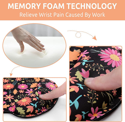 KONVINIT Ergonomic Mouse Pad with Wrist Rest, Small Mousepad with Non-Slip Rubber Base and Smooth Surface, Beach Mouse Pads for Desk, Office Desk Accessories
