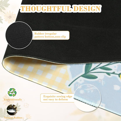 Desk Mat,Mouse Pad for Office Desk,35.4x15.7in,Pink Flowers