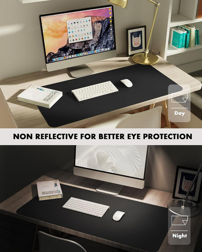 Double-Sided Desk Pad, 31.5"x15.7"Leather Desk Mat, Eco Cork Desk Pad Protector,Large Mouse Pad,Waterproof Desk Blotter for Office/Home(Coffee)