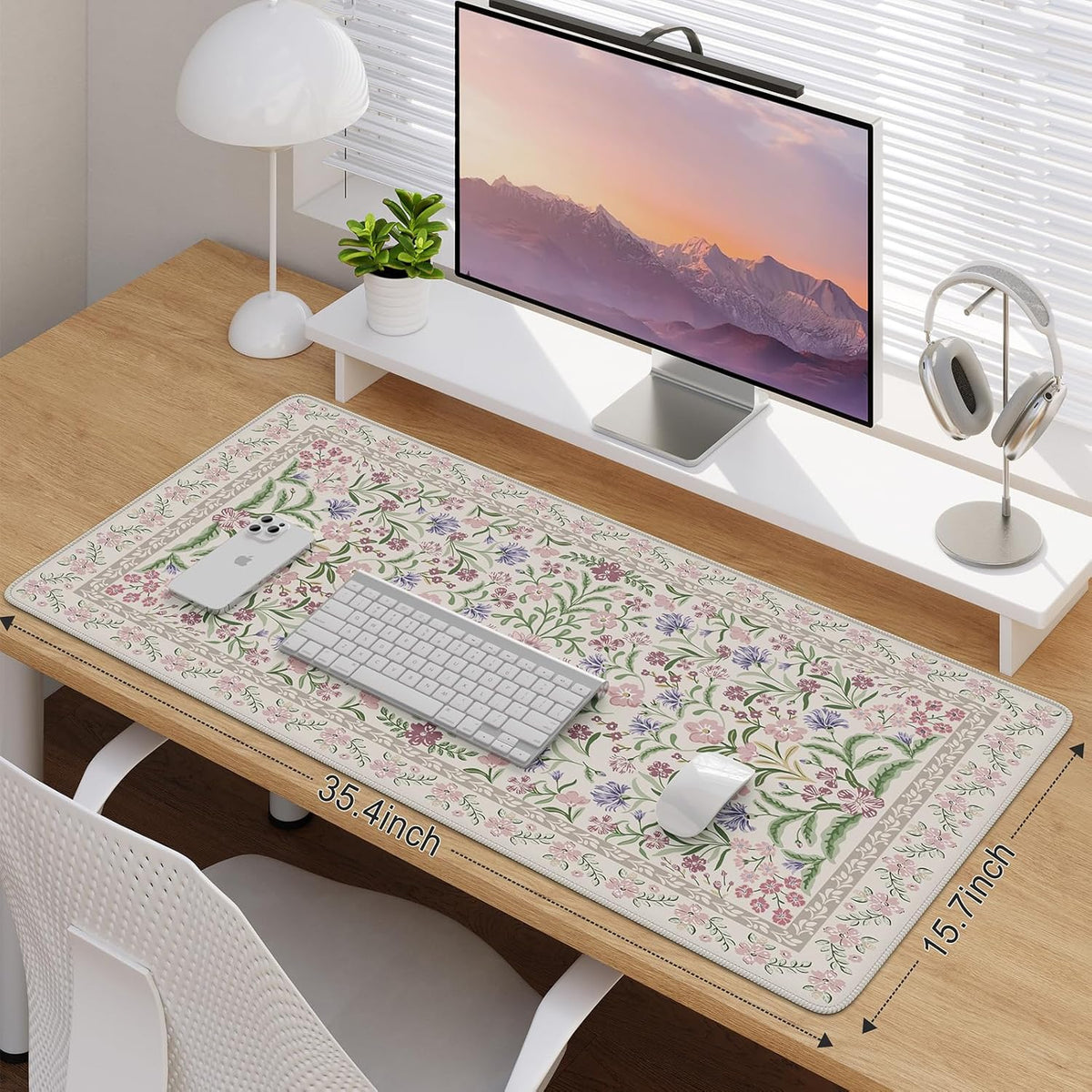 iCasso Desk Mat for Keyboard and Mouse, Large Mouse Pad, Desk Pad Mat, Anti-Slip Big Mousepad with Stitched Edges for Computer Desktop(Deep Green)