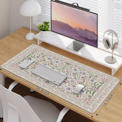 iCasso Desk Mat for Keyboard and Mouse, Large Mouse Pad, Desk Pad Mat, Anti-Slip Big Mousepad with Stitched Edges for Computer Desktop(Deep Green)