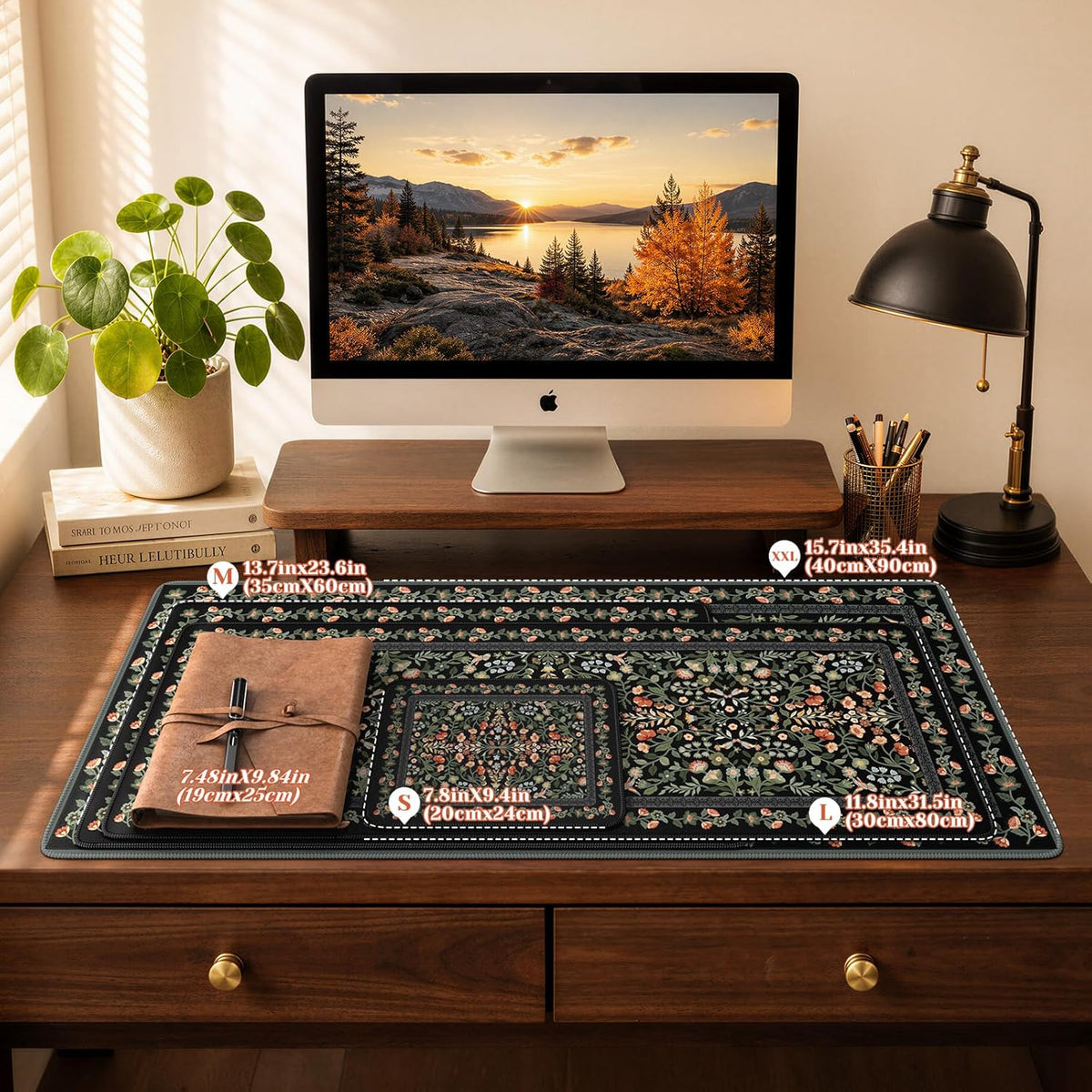 iCasso Desk Mat for Keyboard and Mouse, Large Mouse Pad, Desk Pad Mat, Anti-Slip Big Mousepad with Stitched Edges for Computer Desktop(Deep Green)