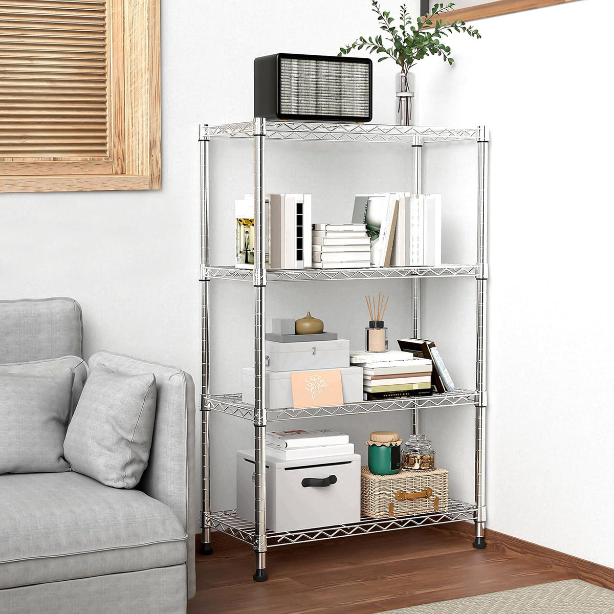 M MZG 450 lbs Steel Storage Shelving 3-Tier Utility Shelving Unit Steel Organizer Wire Rack for Home,Kitchen,Office (11.8" D x 17.7" W x 26.3" H) - Colors A