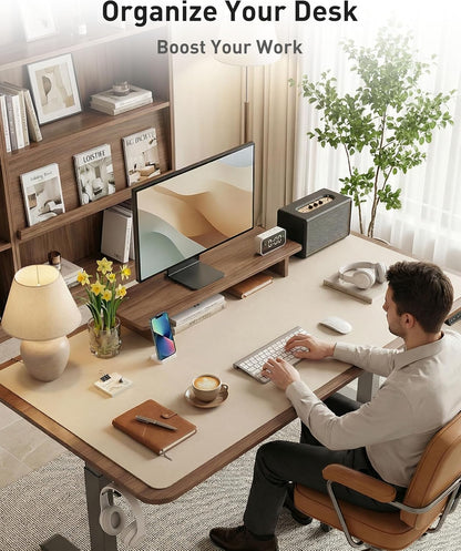 Aothia Leather Office Desk Pad Protector, Non-Slip PU Leather Desk Blotter, Waterproof Laptop Writing Mouse Pad for Office and Home, Black, 31.5" x 15.7" - Colors A
