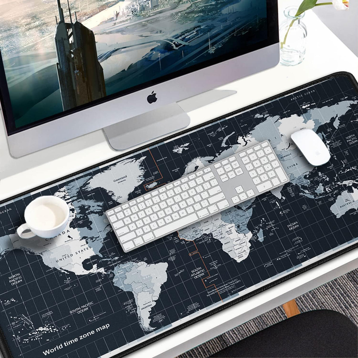Large Gaming Mouse Pad, 31.5x15.7 inch Large Extended Computer Keyboard Mouse Mat, Water Resist Non-Slip Mousepad Rubber Base Long XXL Desk Mouse Pad for Work & Gaming, Office & Home, Black
