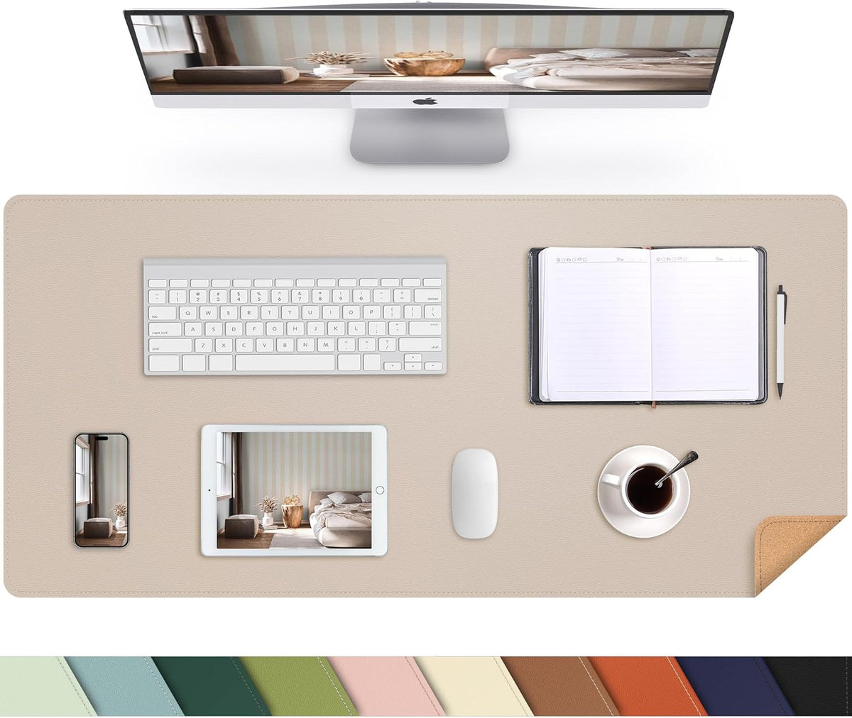 Large Desk Mat, 47" x 17", Black