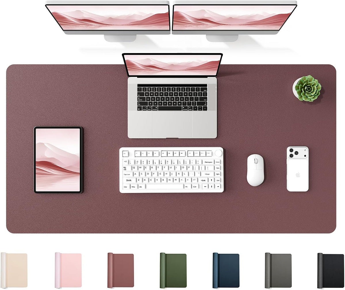 35.4" x 17" Large PU Leather Desk Mat for Keyboard and Mouse - Waterproof Non-Slip Desk Pad Protector for Office, Home, Writing Desk, Black