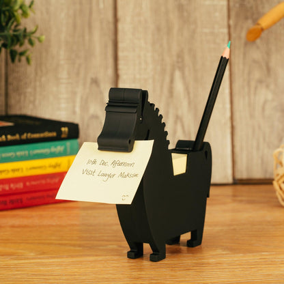 Memo Holder Desktop Note pad Dispenser Horse Pen Holder Multi-Functional Clip for Note Short Note pad,2 Packs memo (Horse, Black)