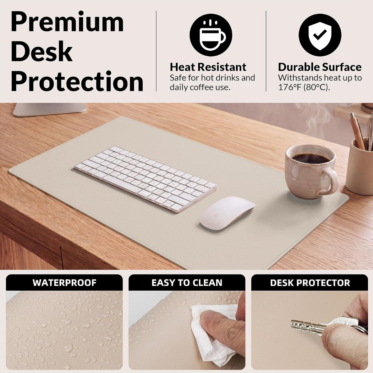Large Desk Mat, 47" x 17", Black