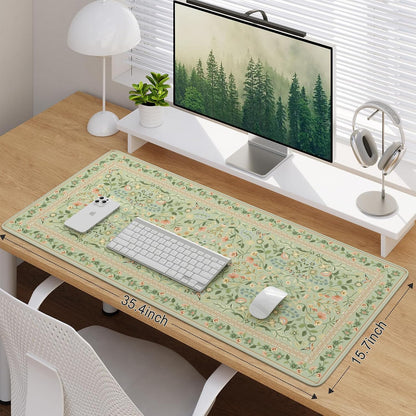 iCasso Desk Mat for Keyboard and Mouse, Large Mouse Pad, Desk Pad Mat, Anti-Slip Big Mousepad with Stitched Edges for Computer Desktop(Deep Green)