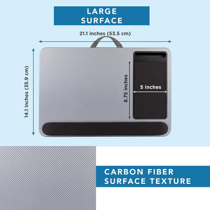 LAPGEAR Home Office Pro Lap Desk with Wrist Rest, Mouse Pad, and Phone Holder - Black Carbon - Fits up to 15.6 Inch Laptops - Style No. 91598