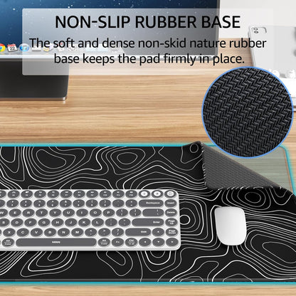 KTRIO Large Gaming Mouse Pad Desk Mat for Gamer, 31.5" x 11.8", Black, XL | Extended Size Design, Superior Micro-Weave Cloth, Non-Slip Rubber Base, Durable Stitched Edges, Water-Resistant Coating