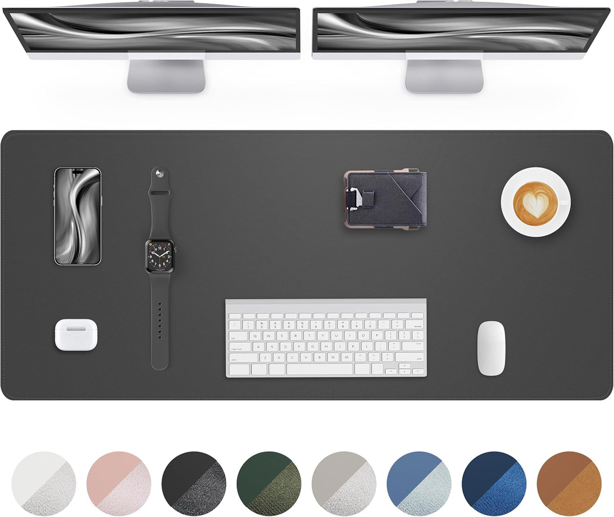 AFIING Large Desk Mat 55" x 24" - PU Leather Desk Pad Protector, Waterproof Non-Slip Extended Mouse Pad for Office Desk, Keyboard, Laptop and Home Workspace (Black)