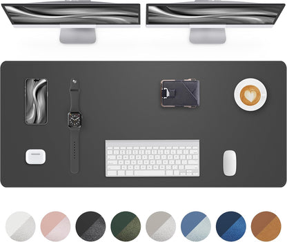 AFIING Large Desk Mat 55" x 24" - PU Leather Desk Pad Protector, Waterproof Non-Slip Extended Mouse Pad for Office Desk, Keyboard, Laptop and Home Workspace (Black)