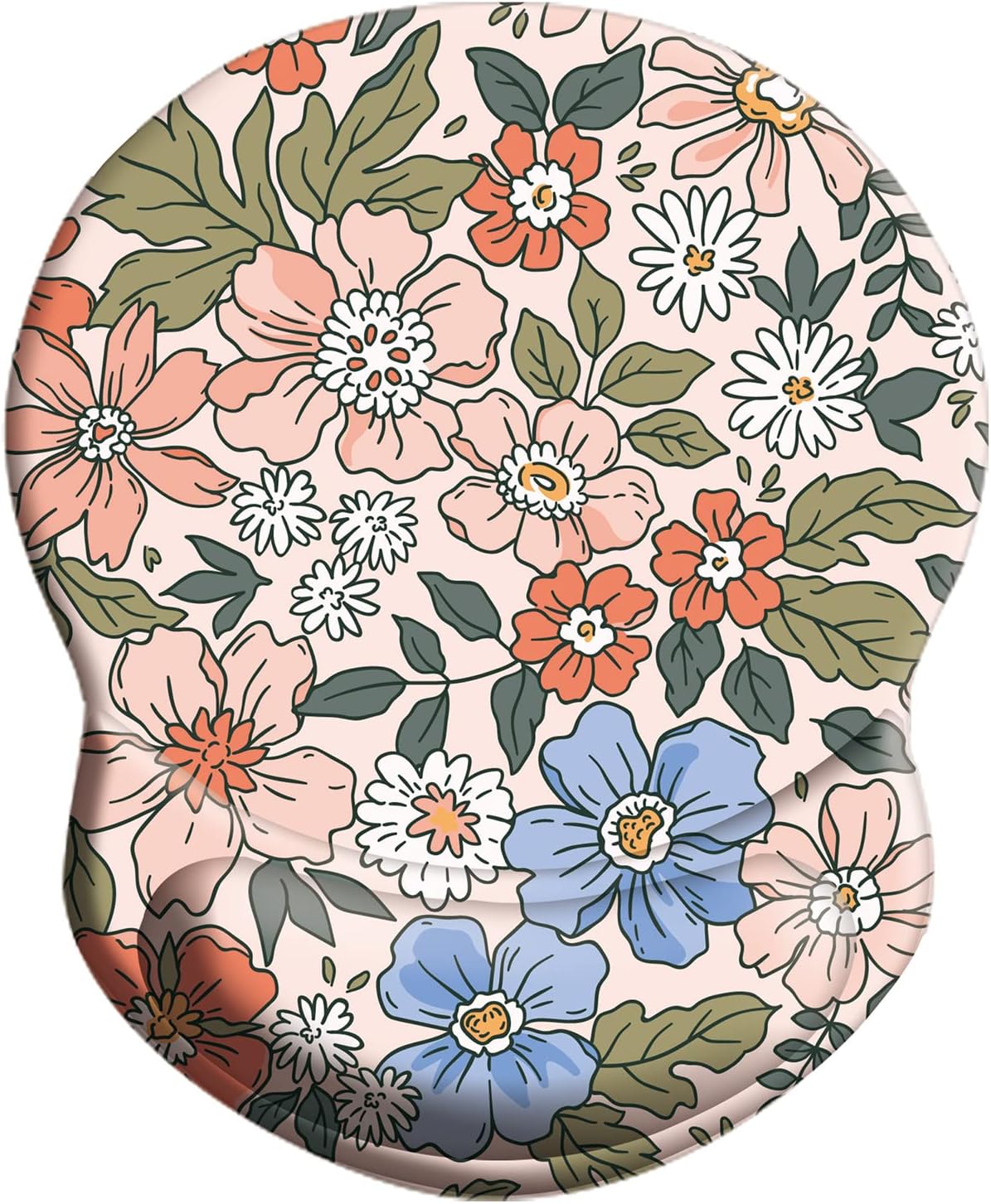 Wrist Support Mouse Pad Anti Slip Rubber Wrist Rest Mousepad 9in X 8in Small Desktop Notebook Mouse Mat for Working and Gaming (M-Pink Floral)