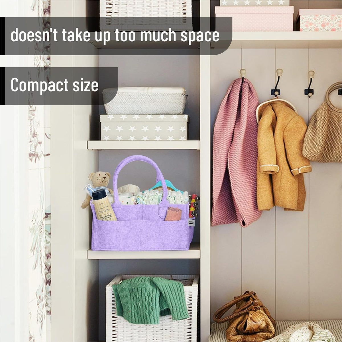 Baby Diaper Caddy Organizer, Gray, Medium