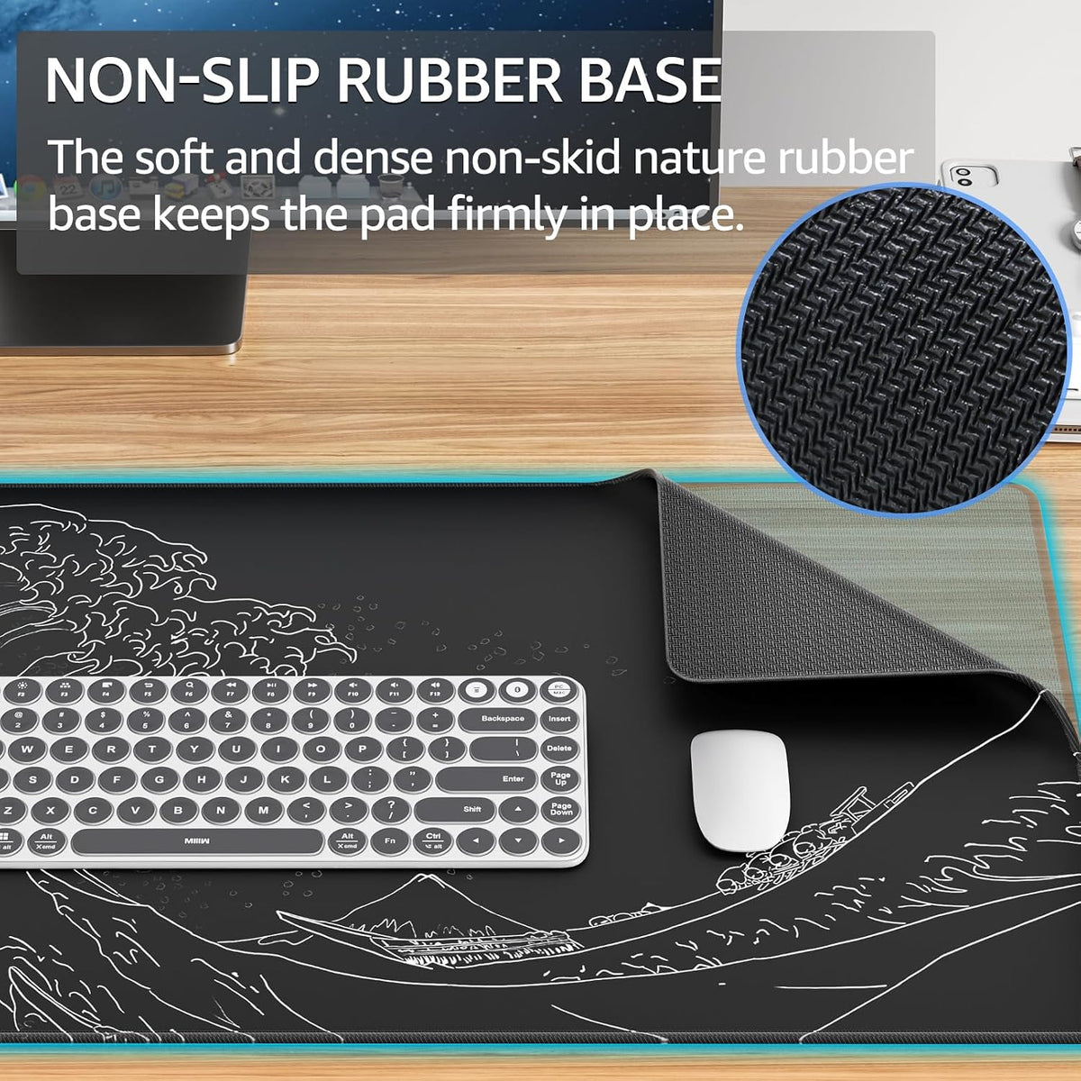 KTRIO Large Gaming Mouse Pad Desk Mat for Gamer, 31.5" x 11.8", Black, XL | Extended Size Design, Superior Micro-Weave Cloth, Non-Slip Rubber Base, Durable Stitched Edges, Water-Resistant Coating