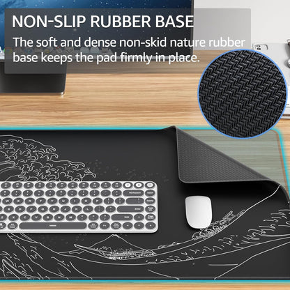 KTRIO Large Gaming Mouse Pad Desk Mat for Gamer, 31.5" x 11.8", Black, XL | Extended Size Design, Superior Micro-Weave Cloth, Non-Slip Rubber Base, Durable Stitched Edges, Water-Resistant Coating