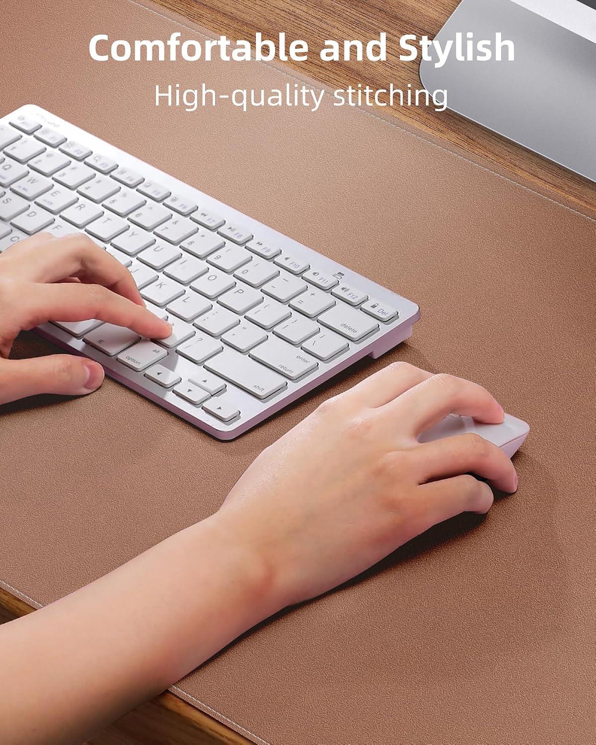 AFIING Large Desk Mat 55" x 24" - PU Leather Desk Pad Protector, Waterproof Non-Slip Extended Mouse Pad for Office Desk, Keyboard, Laptop and Home Workspace (Black)