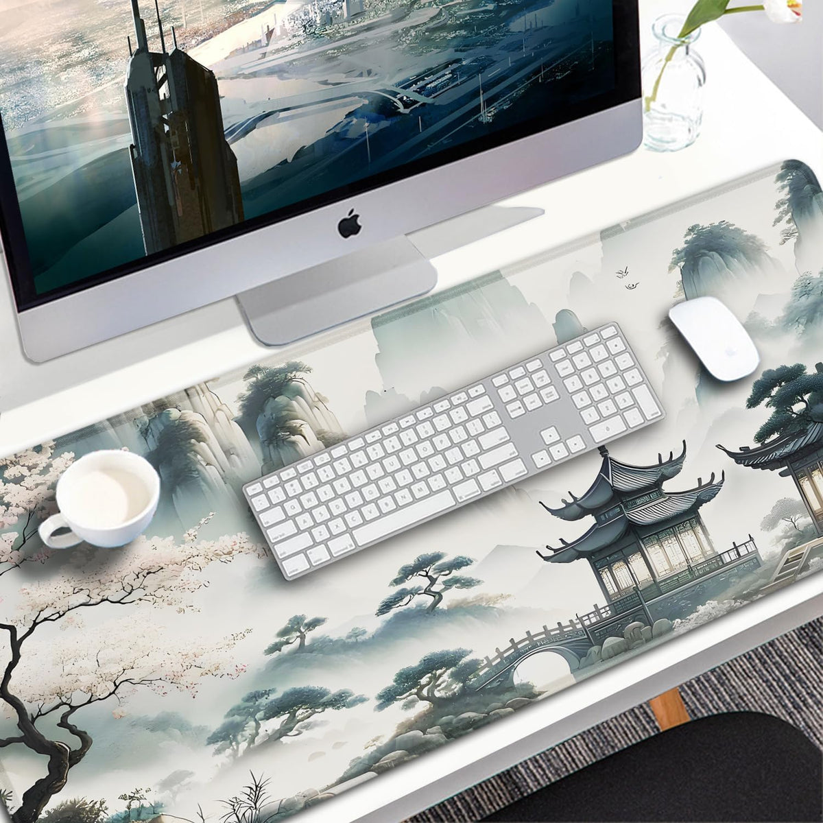 Large Gaming Mouse Pad, 31.5x15.7 inch Large Extended Computer Keyboard Mouse Mat, Water Resist Non-Slip Mousepad Rubber Base Long XXL Desk Mouse Pad for Work & Gaming, Office & Home, Black