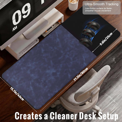Cork Desk Mat 31.5"x15.7", Distressed PU Leather & Cloth Desk Pad