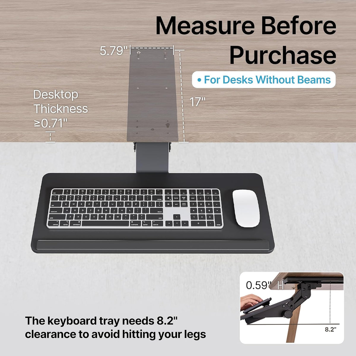 PEGZONE Keyboard Tray Under Desk Slide Out, 25 x 11 inch, Black | with Storage Drawer, Height Adjustable Swivel Tilt, Ergonomic Under Desk Mount Keyboard & Mouse Holder for Gaming Home Office