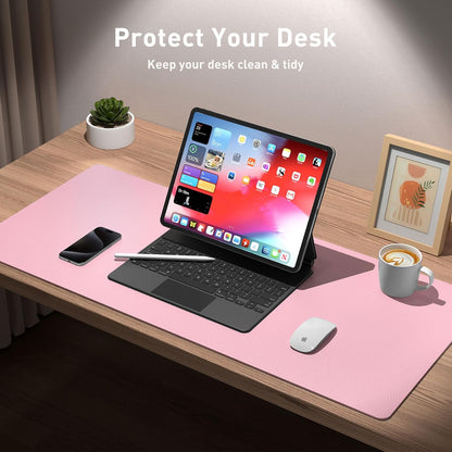 Aothia Leather Office Desk Pad Protector, Non-Slip PU Leather Desk Blotter, Waterproof Laptop Writing Mouse Pad for Office and Home, Black, 31.5" x 15.7" - Colors B
